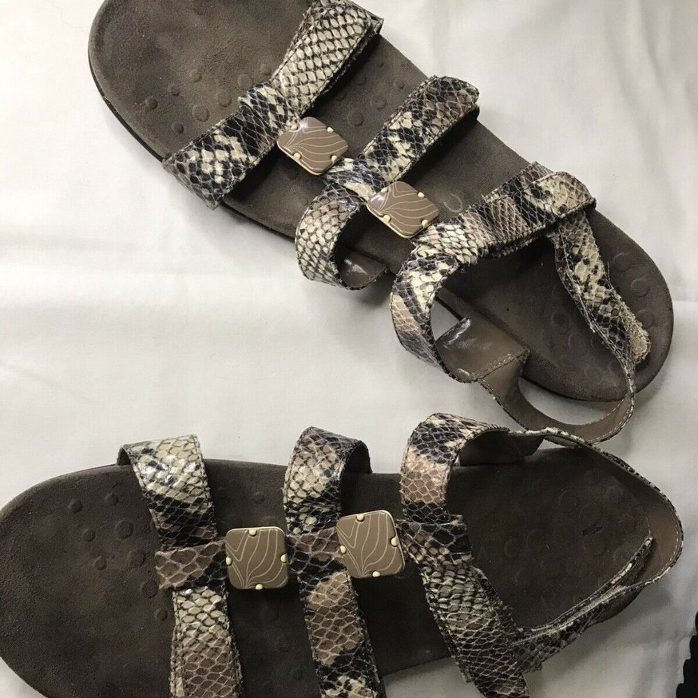 Vionic Women Amber Snake Skin Strap Adjustable Sandal Sz 11 Orthoheel